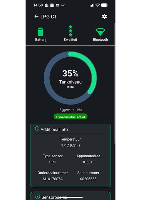 Met behulp van de MOPEKA app weet je altijd hoe het gesteld is met het niveau van de gastank.